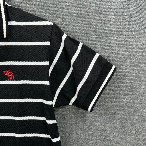 Abercrombie & Fitch Shirt Mens Medium Black White Striped Casual Polo Designer - Picture 4 of 14